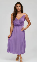 Eileen Pleaded Slip Midi Dress - Lavender (Final Sale) Eileen Pleaded Slip Midi Dress - Lavender (Final Sale)