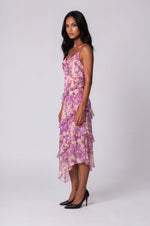 Gia Cowl Neck Frill Midi Dress - Violet Yellow (Final Sale) Gia Cowl Neck Frill Midi Dress - Violet Yellow (Final Sale)