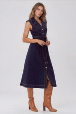 Gloria Belted Denim Shirt Midi Dress - Navy Denim (Final Sale) Gloria Belted Denim Shirt Midi Dress - Navy Denim (Final Sale)