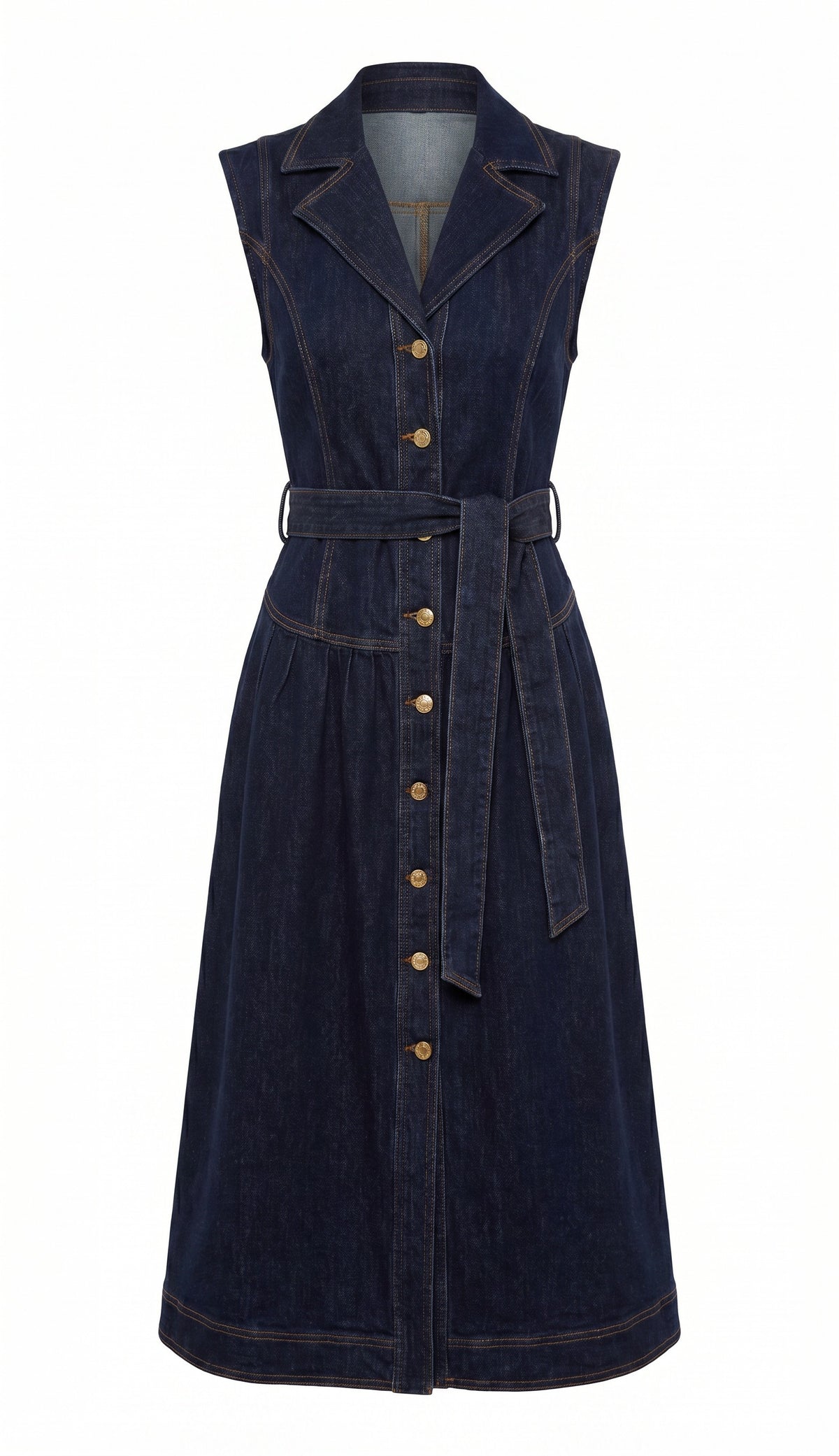 Gloria Belted Denim Shirt Midi Dress - Navy Denim (Final Sale) Gloria Belted Denim Shirt Midi Dress - Navy Denim (Final Sale)