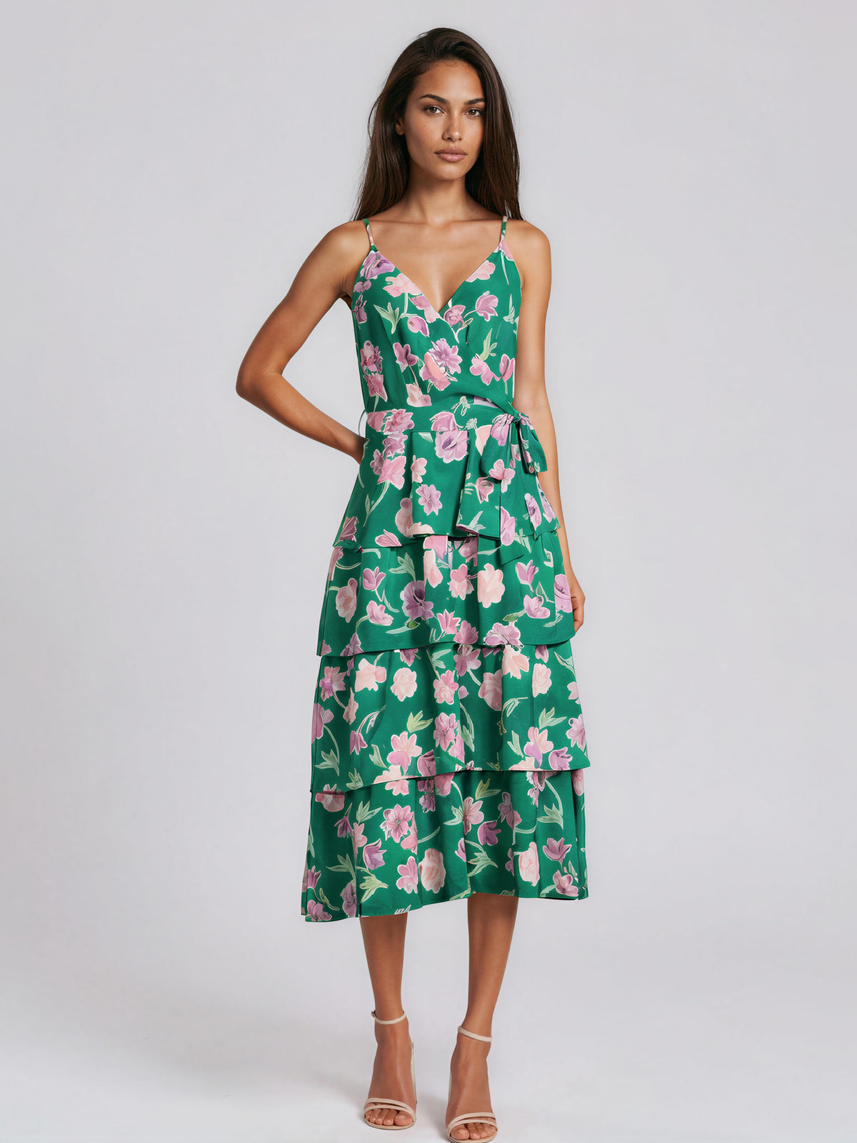 Inez Tiered Maxi Dress - Green Purple (Final Sale) Inez Tiered Maxi Dress - Green Purple (Final Sale)