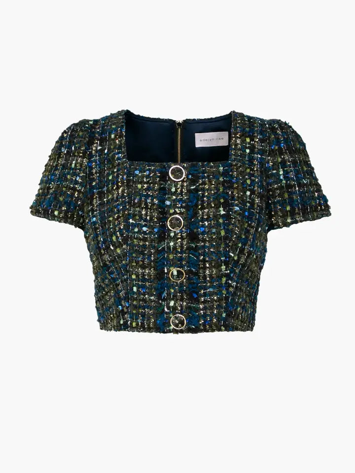 Lauren Tweed Cropped Top - Navy Tweed (Final Sale) Lauren Tweed Cropped Top - Navy Tweed (Final Sale)