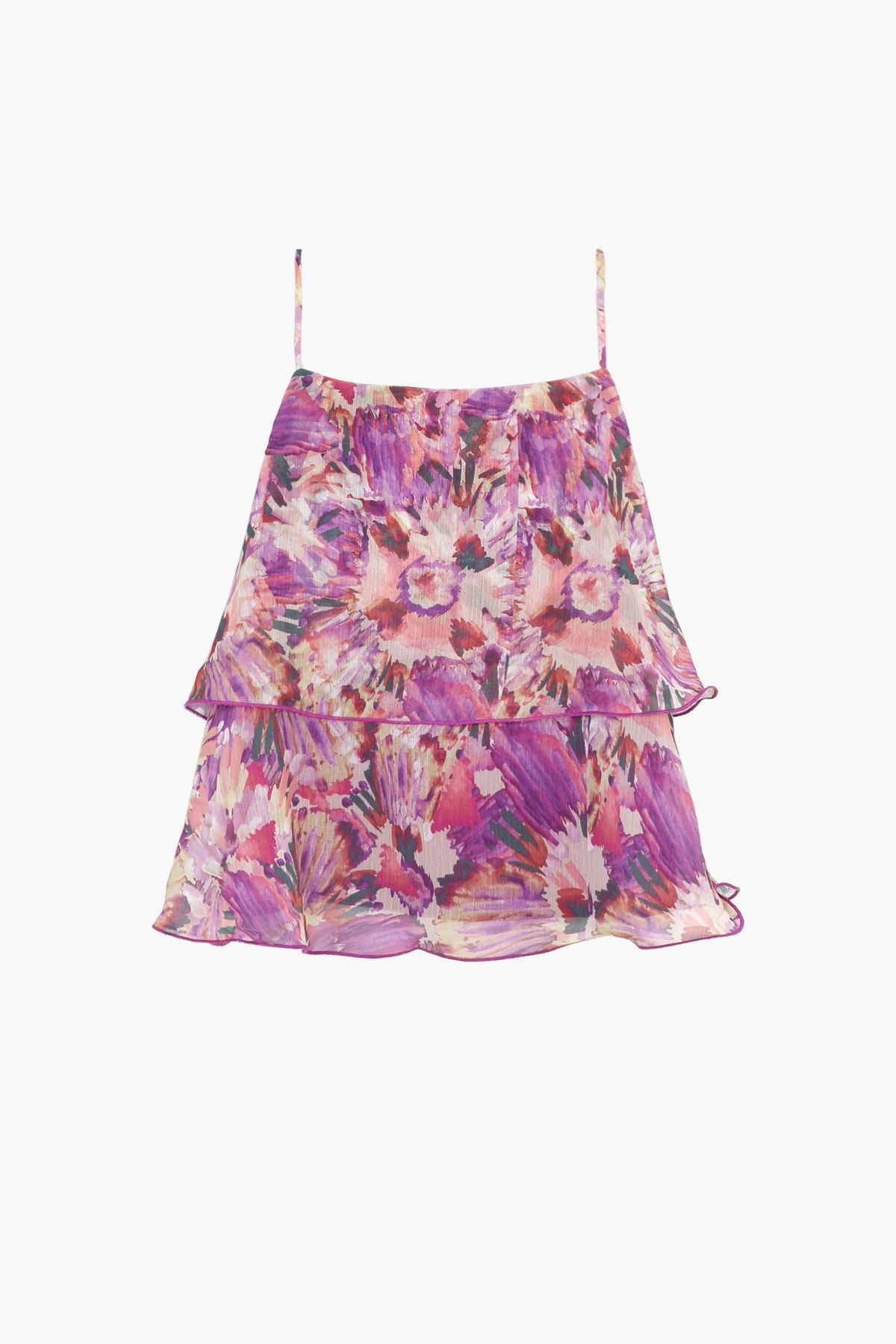 Luna Tiered Ruffle Tank - Violet Yellow Luna Tiered Ruffle Tank - Violet Yellow