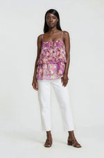 Luna Tiered Ruffle Tank - Violet Yellow Luna Tiered Ruffle Tank - Violet Yellow