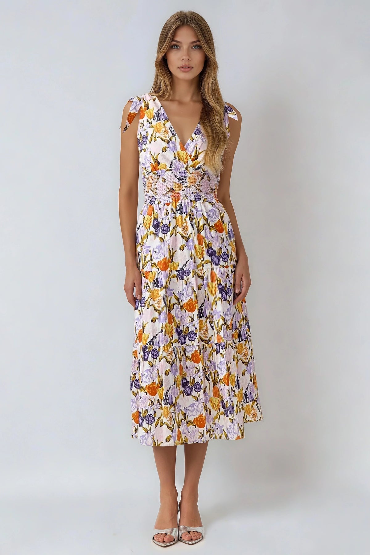 Pami Shoulder Tie Dress - Multicolor (Final Sale) Pami Shoulder Tie Dress - Multicolor (Final Sale)