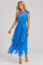 Rosalie Cascading Ruffled Midi Dress - Sea Blue (Final Sale) Rosalie Cascading Ruffled Midi Dress - Sea Blue (Final Sale)