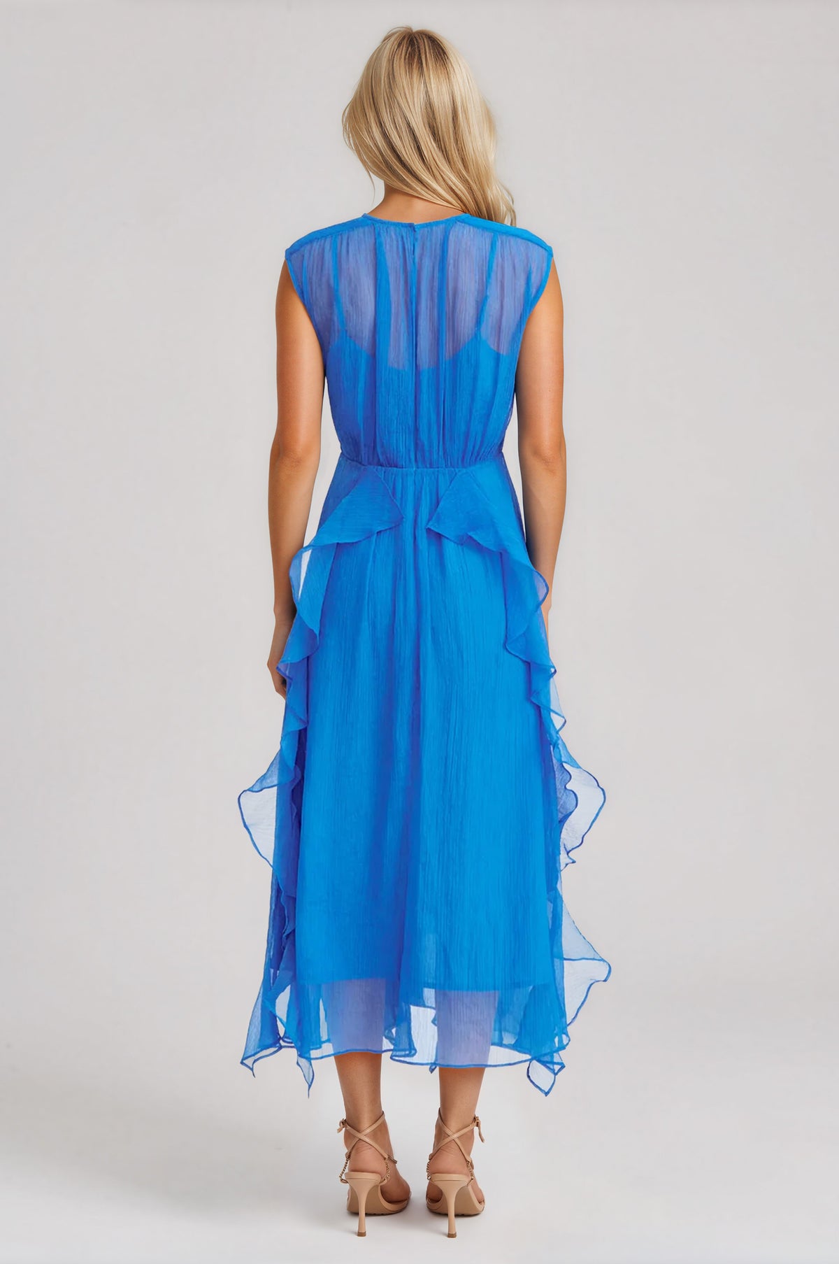 Rosalie Cascading Ruffled Midi Dress - Sea Blue (Final Sale) Rosalie Cascading Ruffled Midi Dress - Sea Blue (Final Sale)