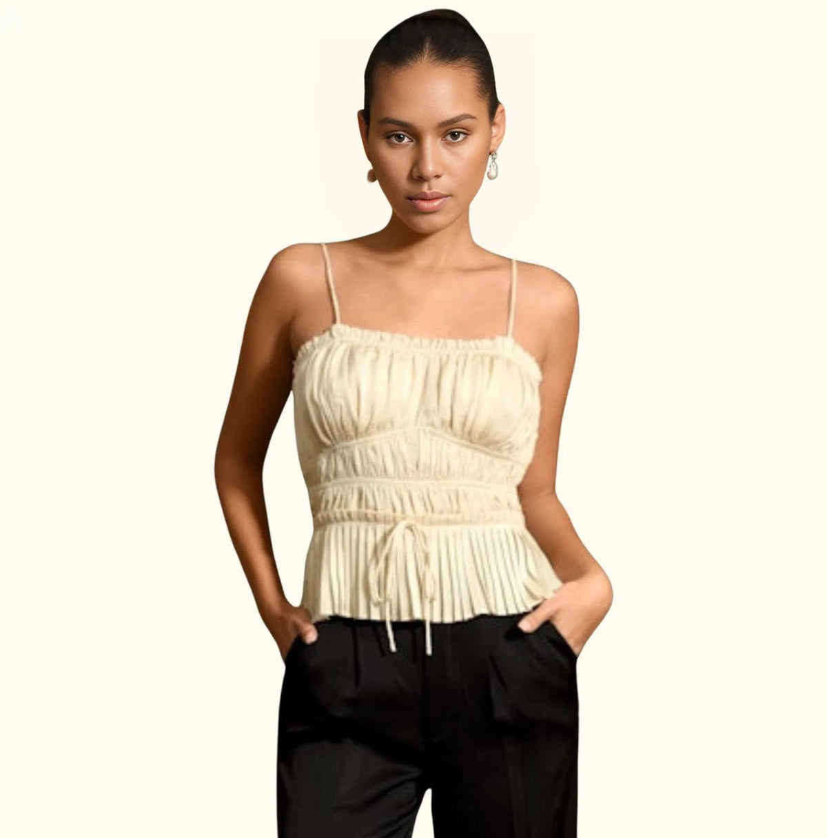 Shawna Pleated Cami Top - Ivory (Final Sale) Shawna Pleated Cami Top - Ivory (Final Sale)