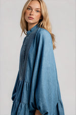 Antonia Chambray Mini Dress - Vintage Antonia Chambray Mini Dress - Vintage