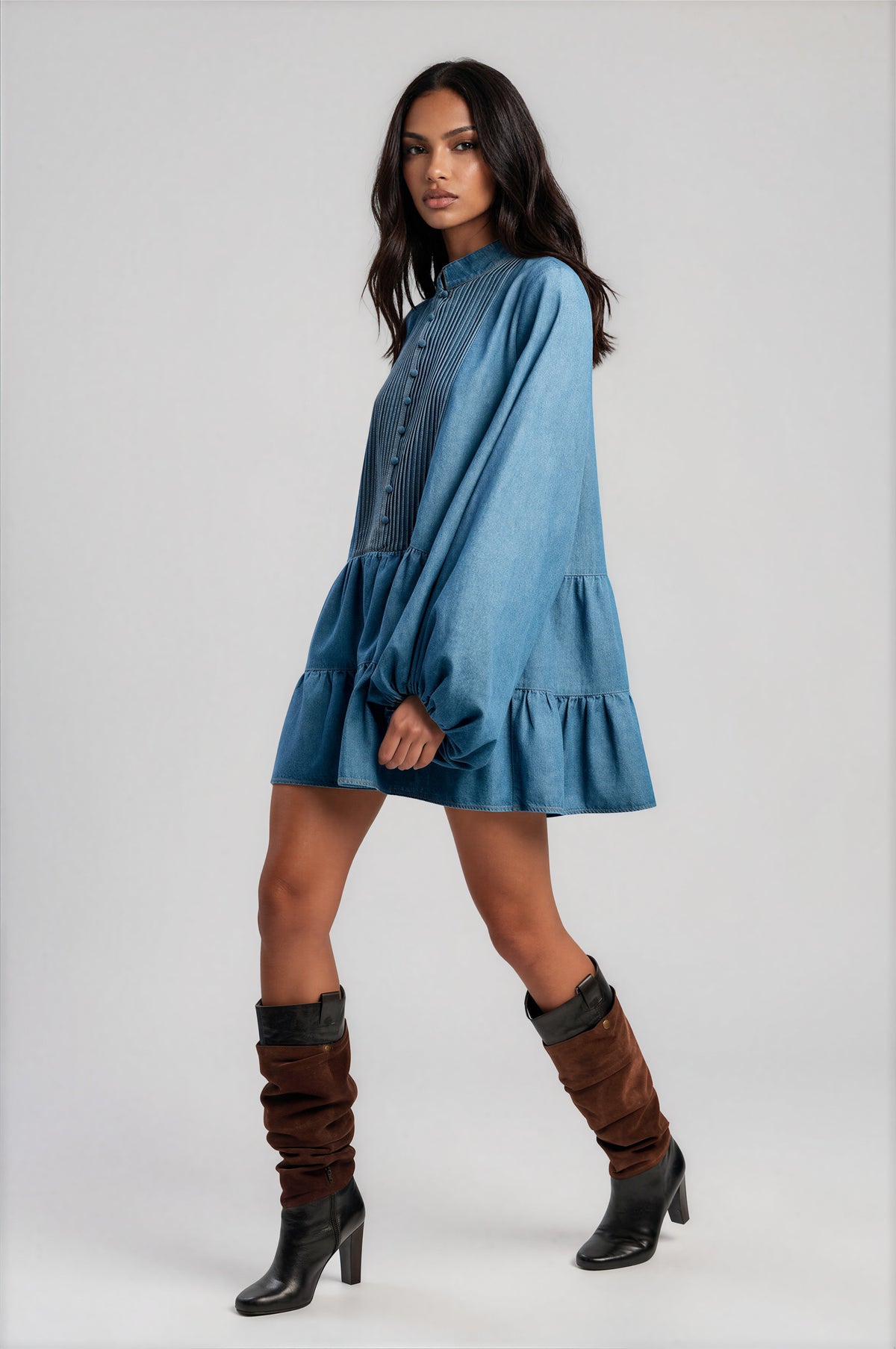 Antonia Chambray Mini Dress - Vintage Antonia Chambray Mini Dress - Vintage