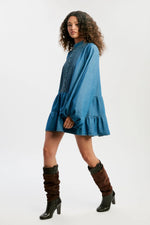Antonia Chambray Mini Dress - Vintage Antonia Chambray Mini Dress - Vintage