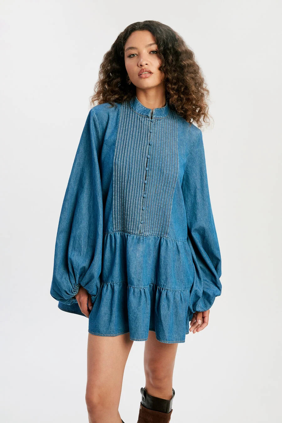 Antonia Chambray Mini Dress - Vintage Antonia Chambray Mini Dress - Vintage