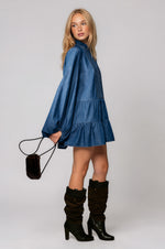 Antonia Chambray Mini Dress - Vintage Antonia Chambray Mini Dress - Vintage