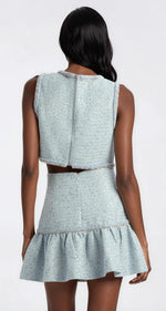 Elina Boucle Cropped Top - Blue Boucle Elina Boucle Cropped Top - Blue Boucle