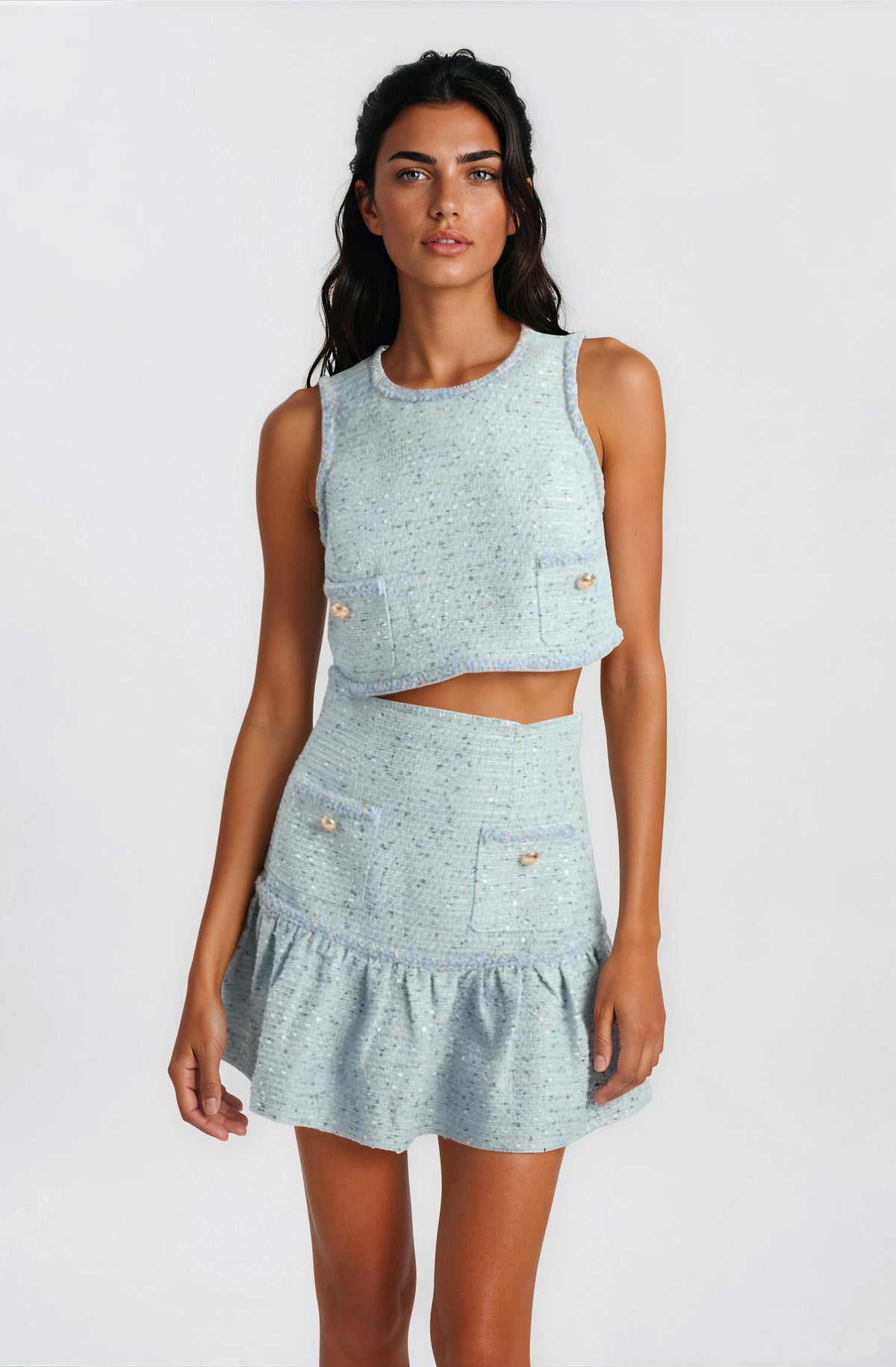 Elina Boucle Mini Skirt - Blue Boucle Elina Boucle Mini Skirt - Blue Boucle