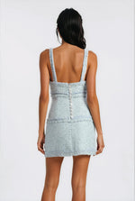 Elina Fringe Boucle Mini Dress – Blue Boucle Elina Fringe Boucle Mini Dress – Blue Boucle