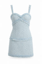 Elina Fringe Boucle Mini Dress – Blue Boucle (Final Sale) Elina Fringe Boucle Mini Dress – Blue Boucle (Final Sale)