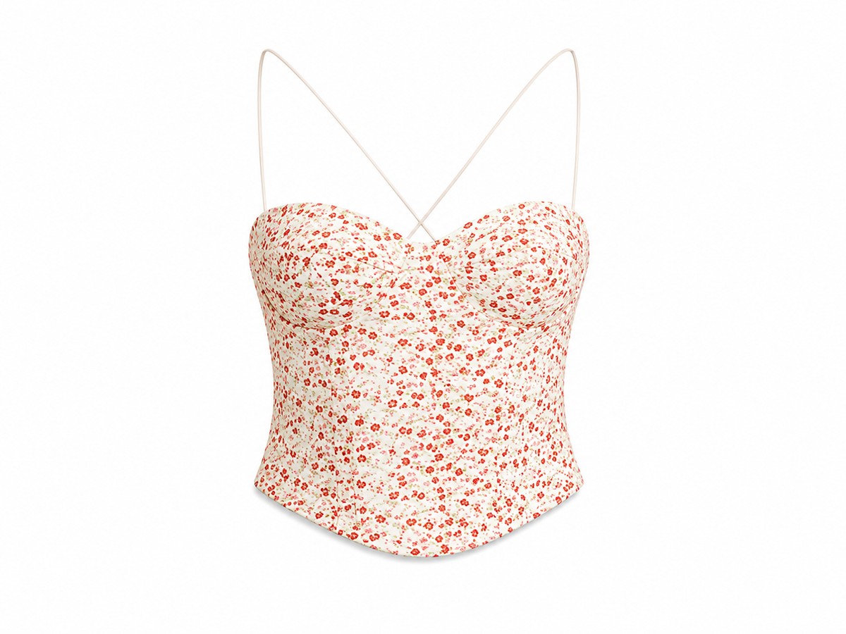 Estie Embroidered Corset Top – Red Floral (Final Sale) Estie Embroidered Corset Top – Red Floral (Final Sale)