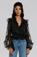 Frill Embroidered Blouse – Black (Final Sale) Frill Embroidered Blouse – Black (Final Sale)