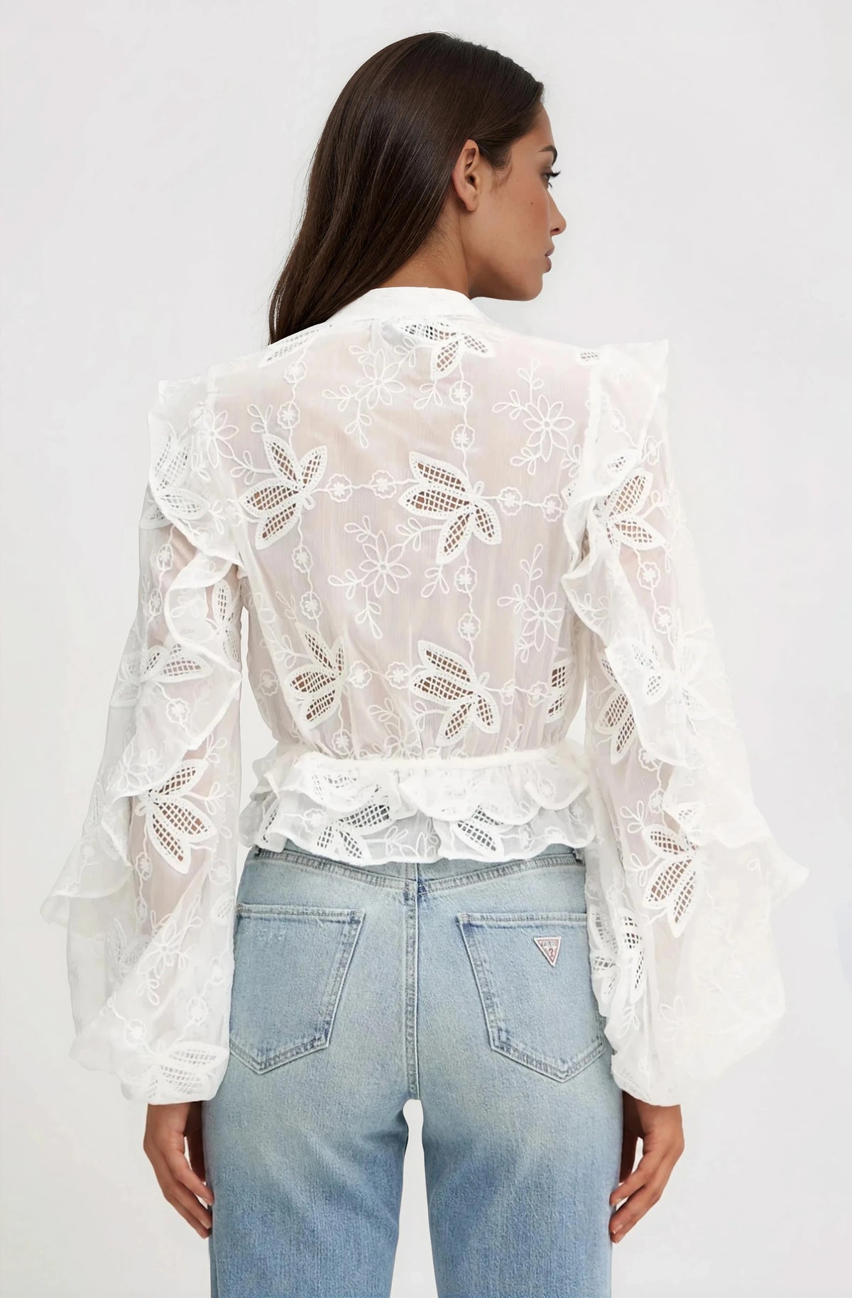 Frill Embroidered Blouse – Orchid White Frill Embroidered Blouse – Orchid White