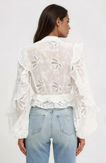 Frill Embroidered Blouse – Orchid White Frill Embroidered Blouse – Orchid White