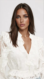 Frill Embroidered Blouse – Orchid White Frill Embroidered Blouse – Orchid White