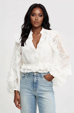 Frill Embroidered Blouse – Orchid White Frill Embroidered Blouse – Orchid White