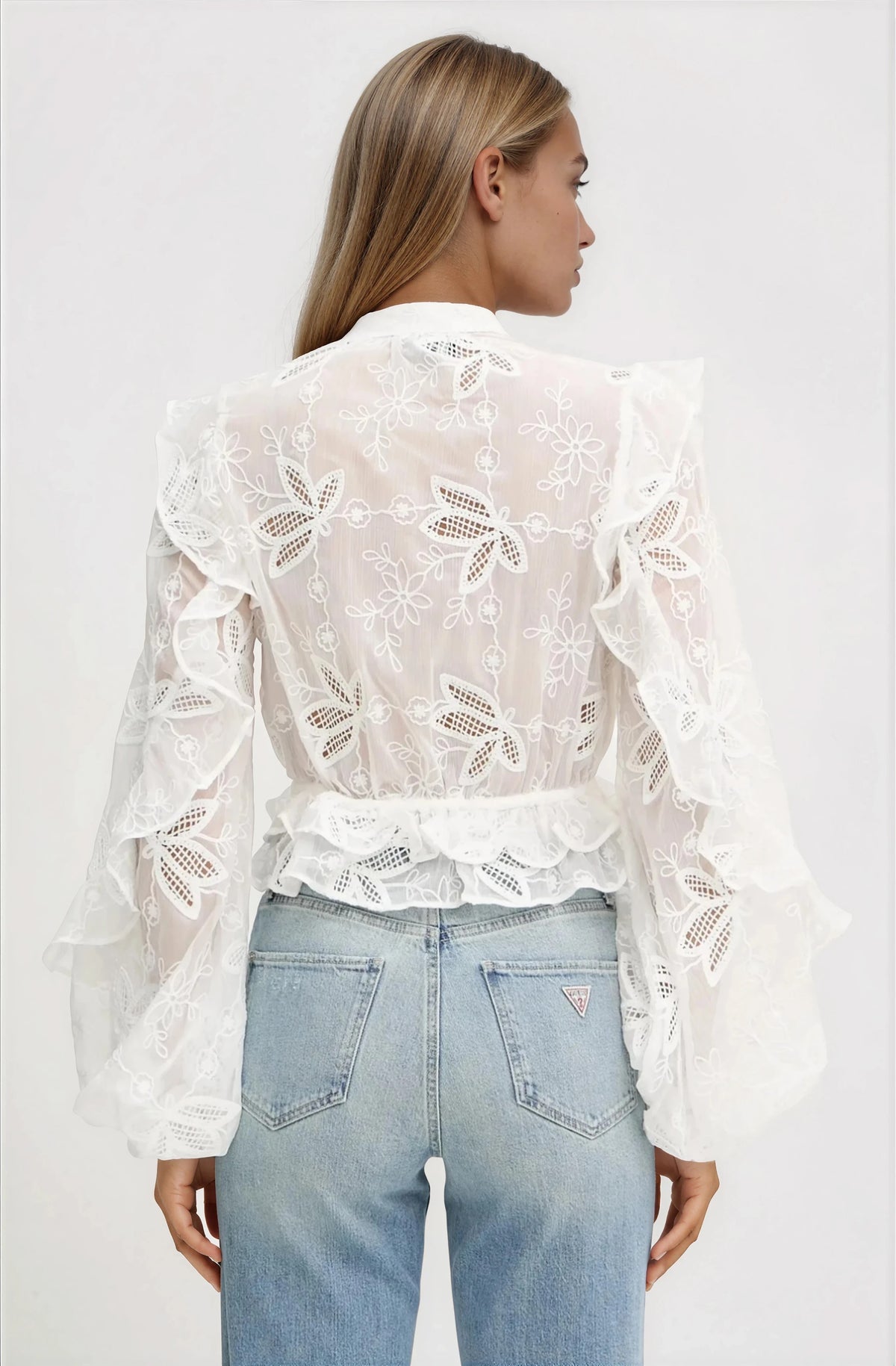 Frill Embroidered Blouse – Orchid White Frill Embroidered Blouse – Orchid White