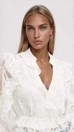 Frill Embroidered Blouse – Orchid White Frill Embroidered Blouse – Orchid White