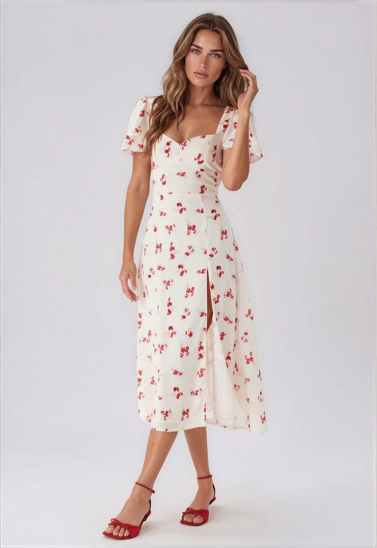 Gillian Midi Dress – Summer White Floral (Final Sale) Gillian Midi Dress – Summer White Floral (Final Sale)
