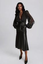 Kindra Vegan Leather Skirt – Black (Final Sale) Kindra Vegan Leather Skirt – Black (Final Sale)