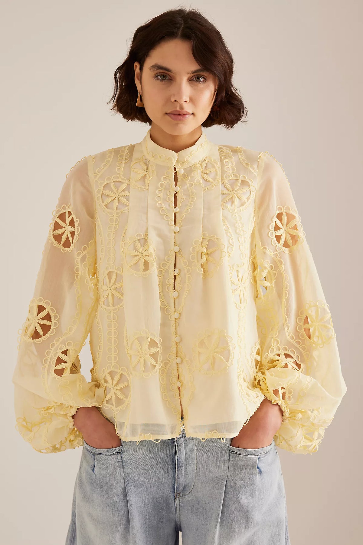 Libbie Lace Blouse – Lemon (Final Sale) Libbie Lace Blouse – Lemon (Final Sale)