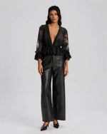 Natoli Embroidered Mesh Blouse – Black (Final Sale) Natoli Embroidered Mesh Blouse – Black (Final Sale)