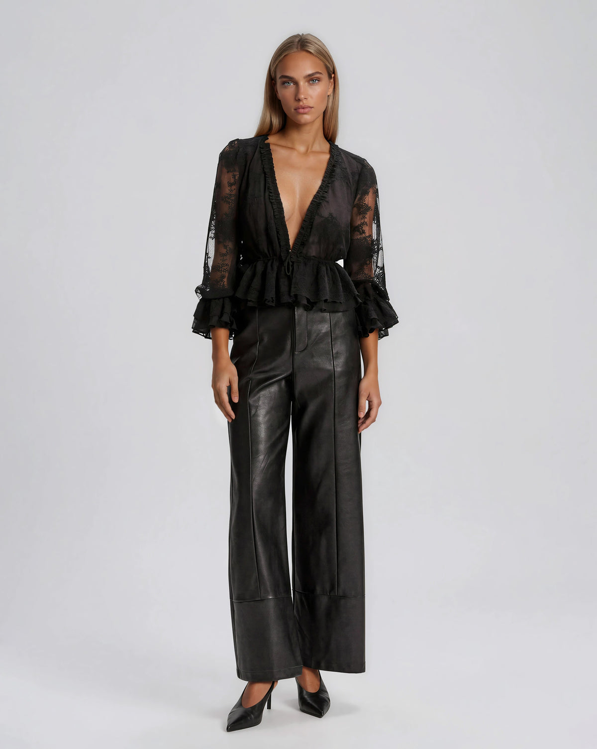 Natoli Embroidered Mesh Blouse – Black (Final Sale) Natoli Embroidered Mesh Blouse – Black (Final Sale)