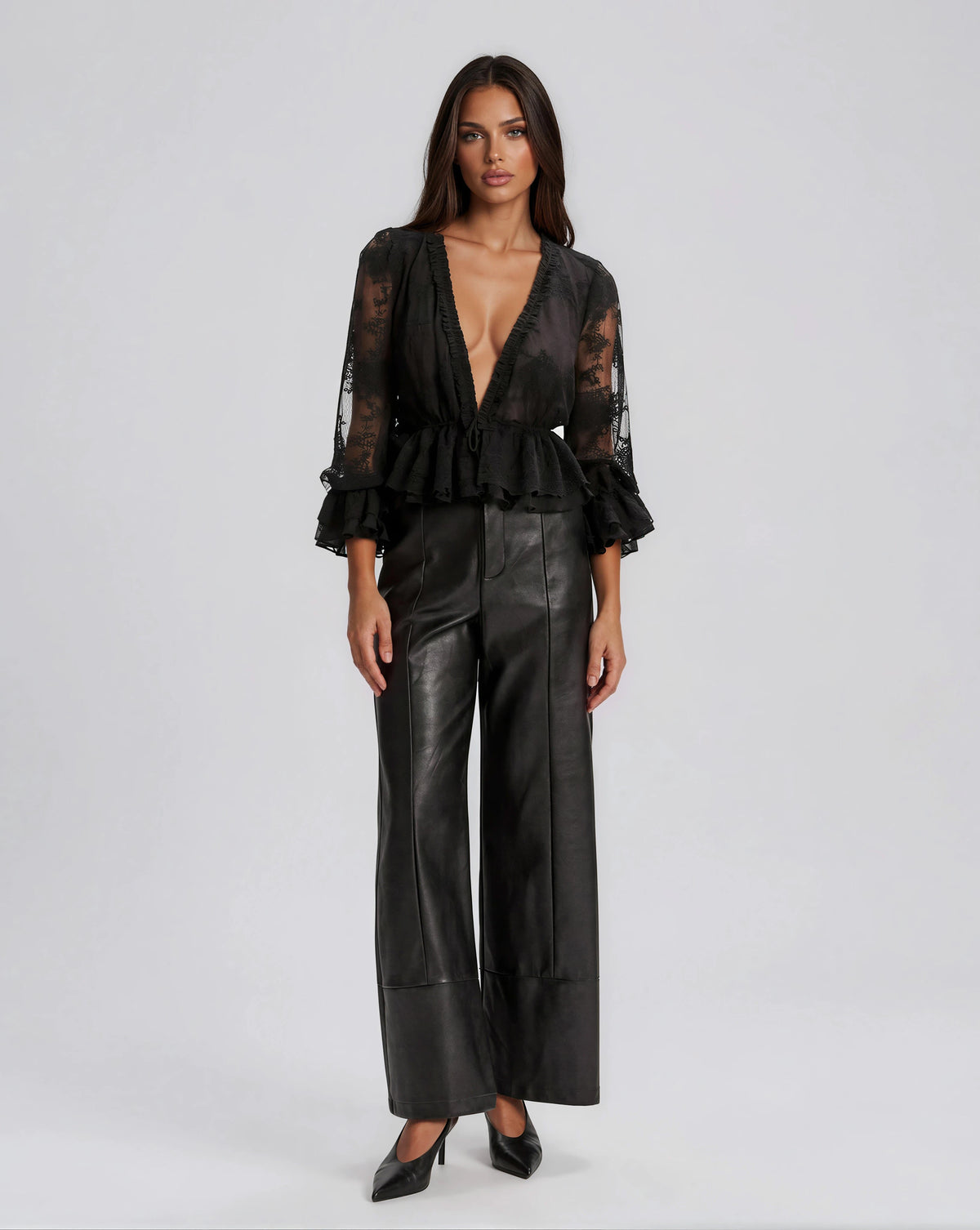 Natoli Embroidered Mesh Blouse – Black (Final Sale) Natoli Embroidered Mesh Blouse – Black (Final Sale)