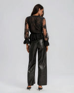 Natoli Embroidered Mesh Blouse – Black (Final Sale) Natoli Embroidered Mesh Blouse – Black (Final Sale)