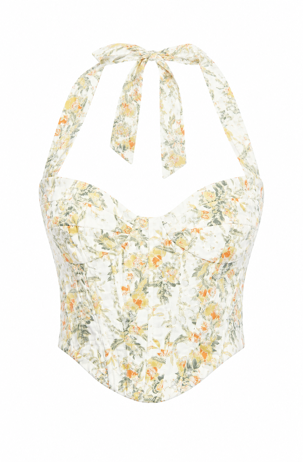 Pollie Halter Corset Top – Yellow Floral (Final Sale) Pollie Halter Corset Top – Yellow Floral (Final Sale)