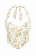 Pollie Halter Corset Top – Yellow Floral (Final Sale) Pollie Halter Corset Top – Yellow Floral (Final Sale)