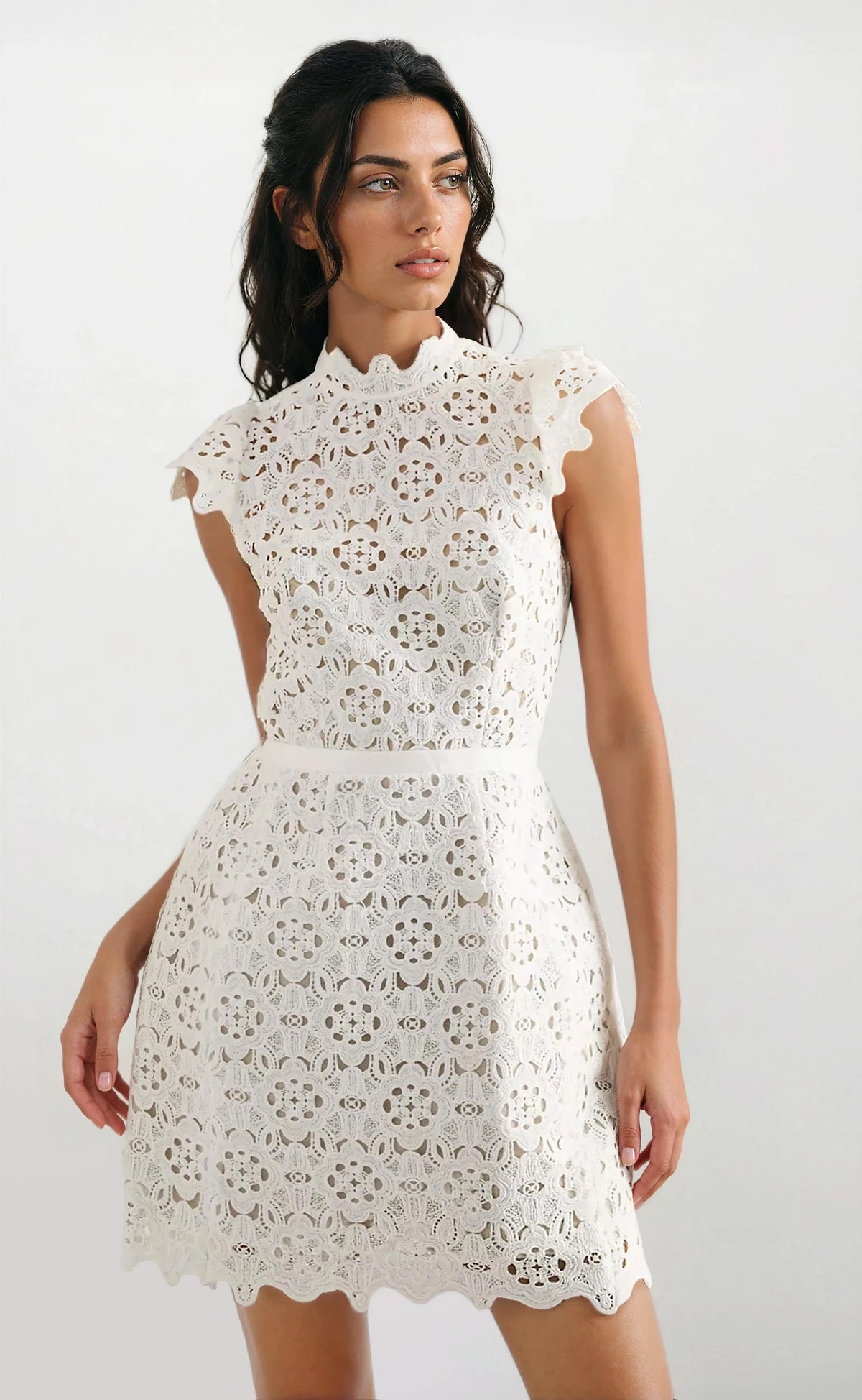 Rowen Hourglass Lace Dress – Orchid White (Final Sale) Rowen Hourglass Lace Dress – Orchid White (Final Sale)