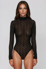 Vezza Floral Mesh Bodysuit – Black (Final Sale) Vezza Floral Mesh Bodysuit – Black (Final Sale)