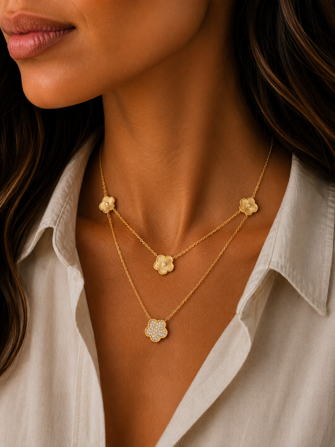 Double Stranded Clover Necklace Double Stranded Clover Necklace