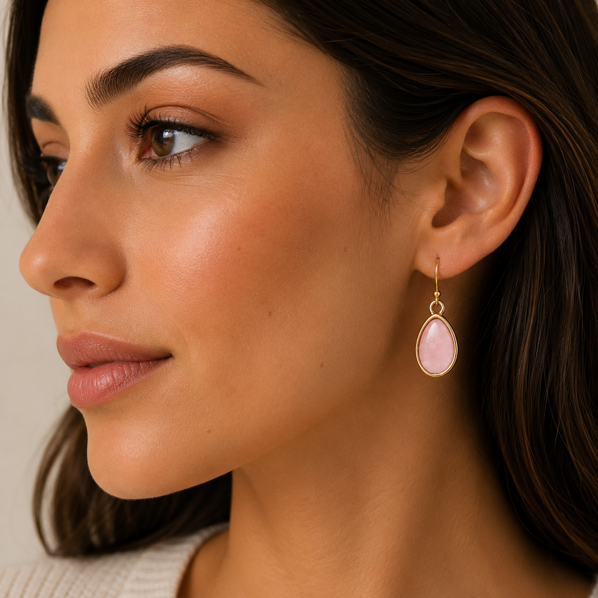 Pink Opal Golden Drop Earrings Pink Opal Golden Drop Earrings