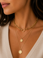 Triple Layered Gold Coin Necklace Fashion Layered Pendant Triple Layered Gold Coin Necklace Fashion Layered Pendant
