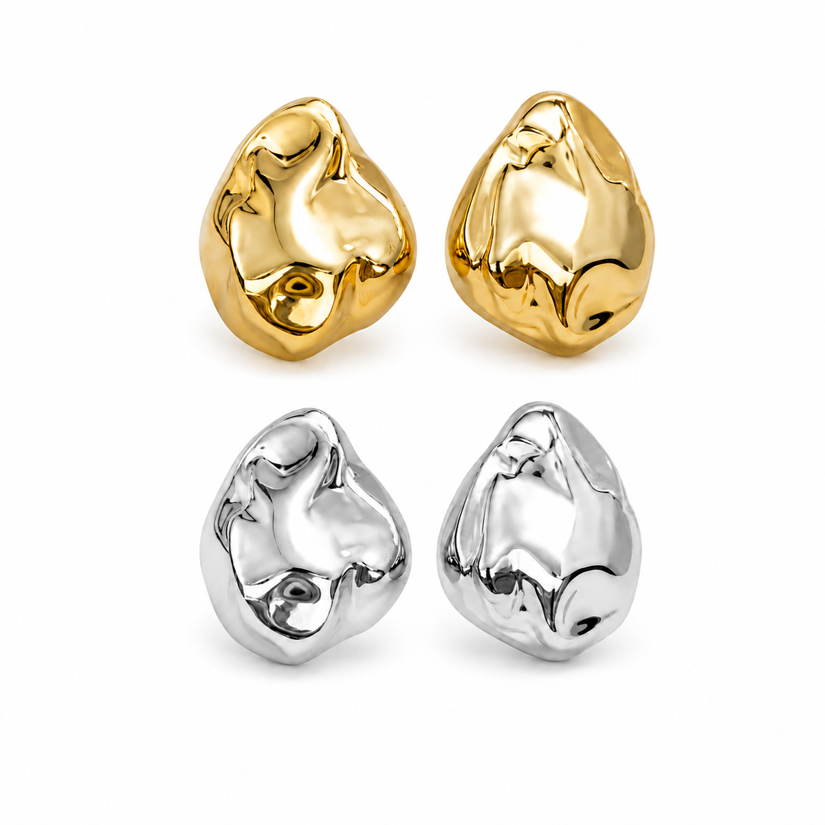 Giselle Dented Dome Earrings Giselle Dented Dome Earrings