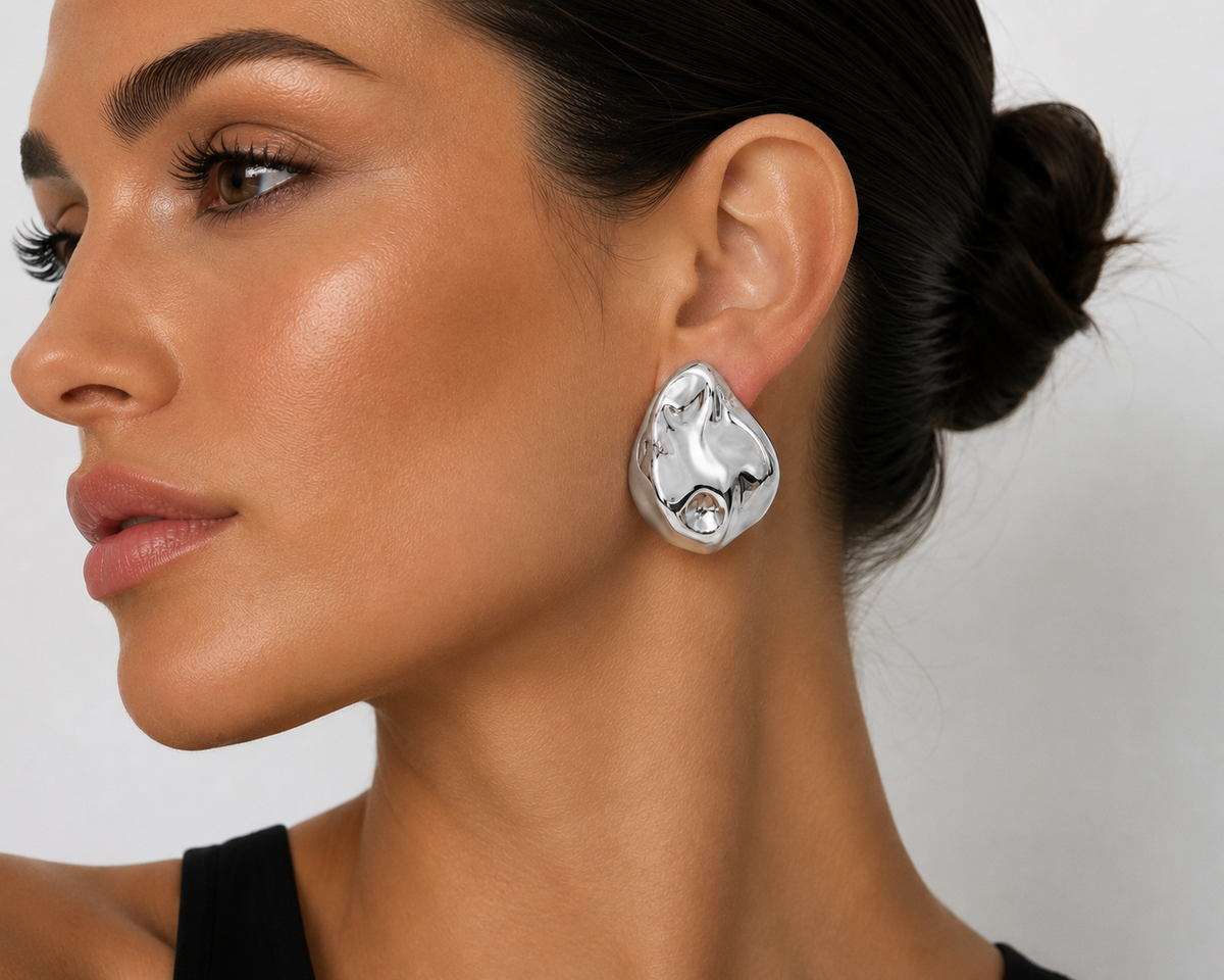 Giselle Dented Dome Earrings Giselle Dented Dome Earrings