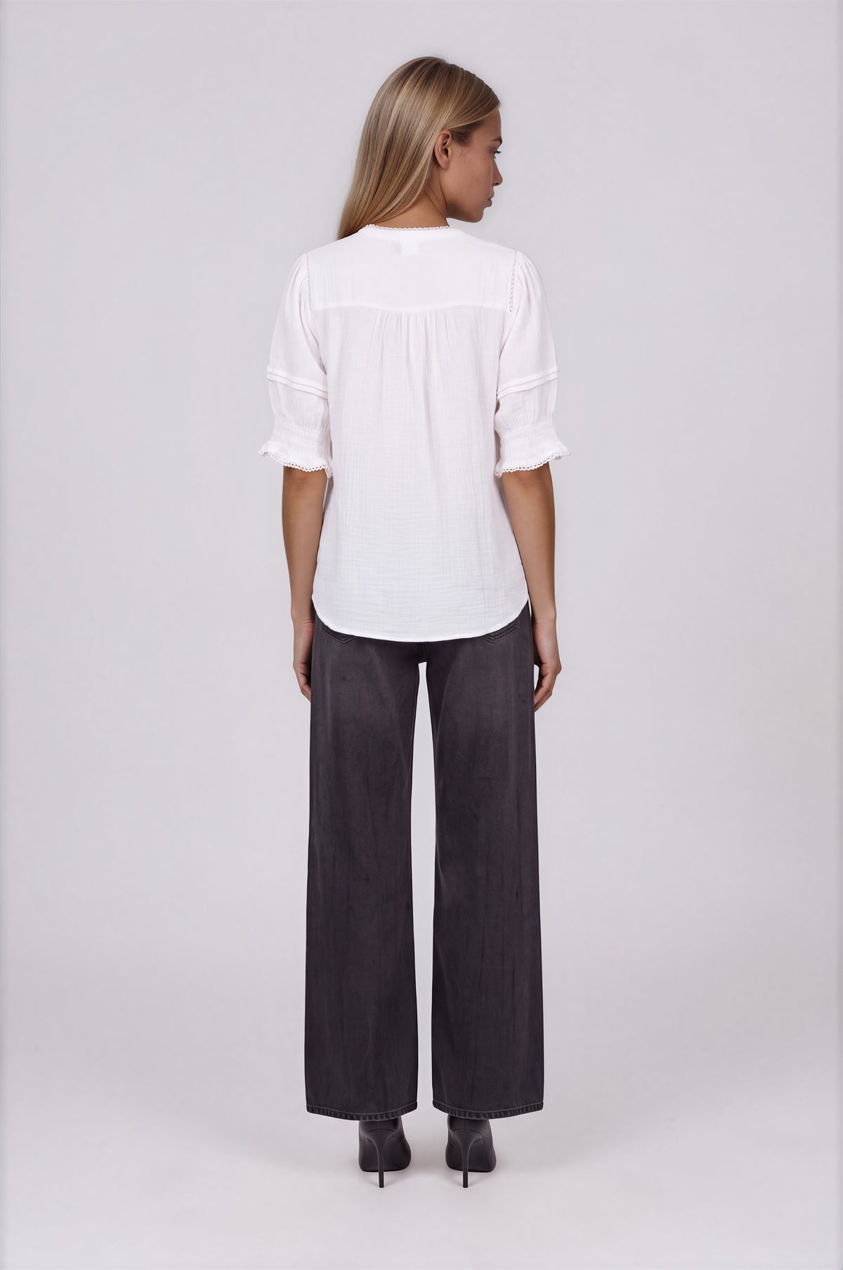 Combo Sleeve Henley - White (Final Sale) Combo Sleeve Henley - White (Final Sale)