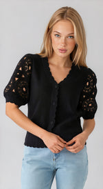 Crochet Puff Cardigan - Black (Final Sale) Crochet Puff Cardigan - Black (Final Sale)