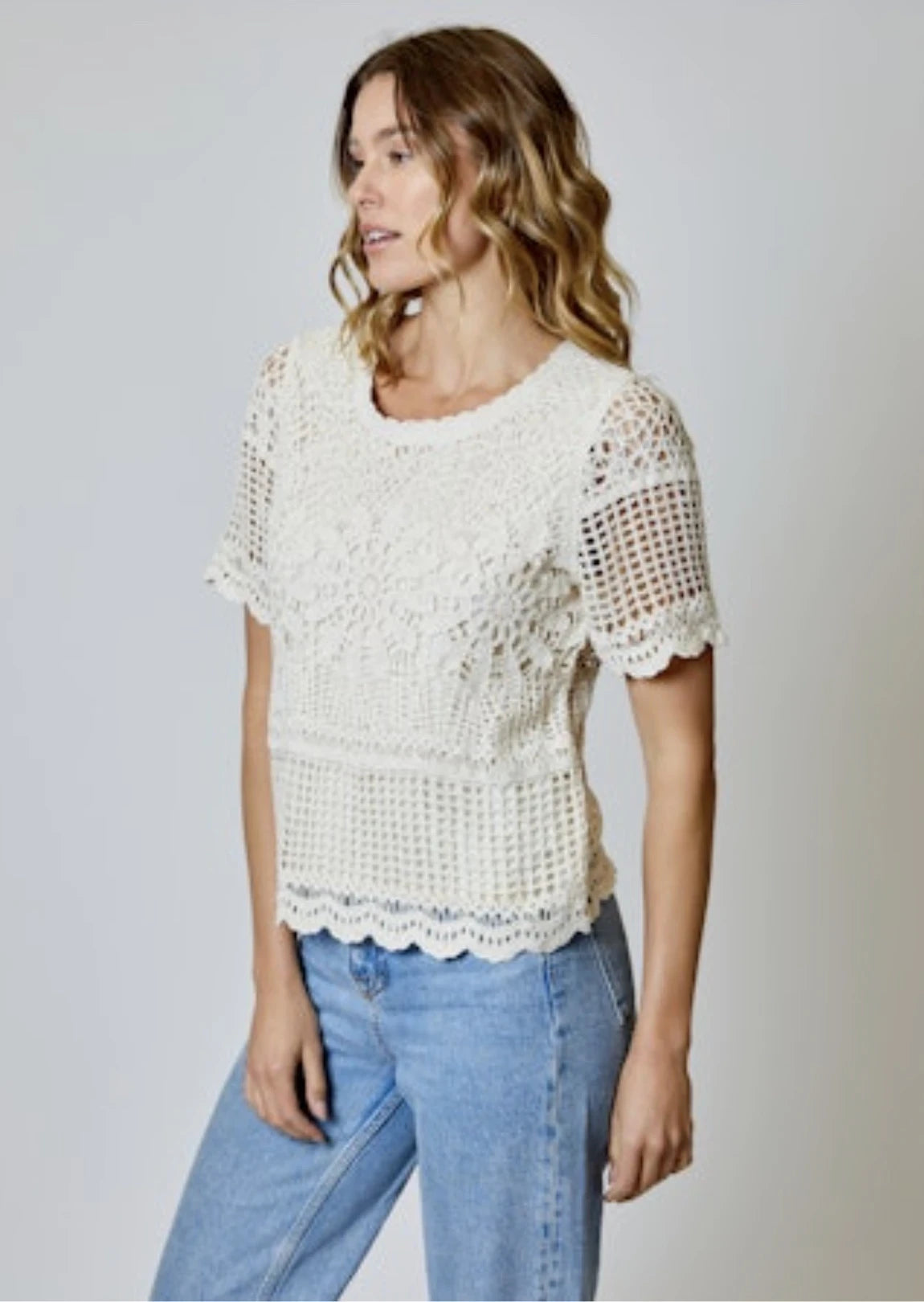 Crochet Tee - Natural (Final Sale) Crochet Tee - Natural (Final Sale)