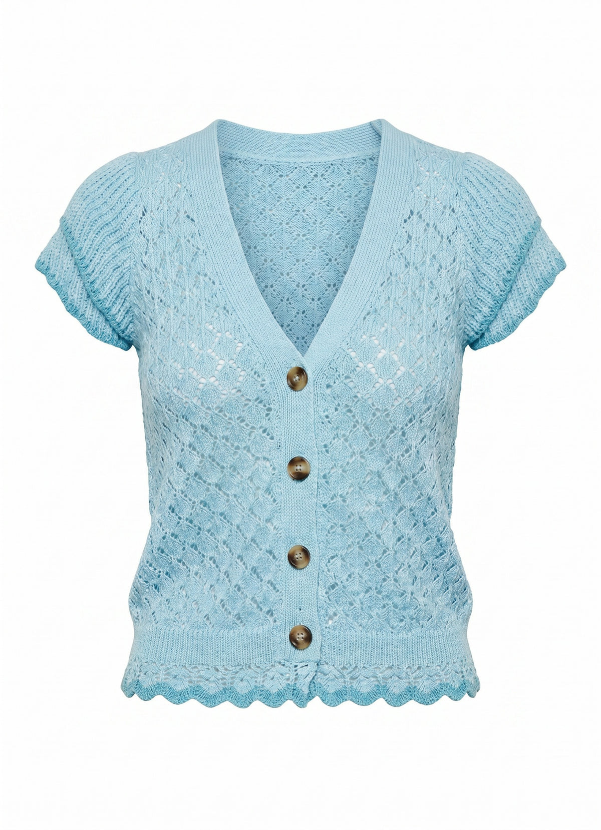 V-Neck Button Front Sweater - Artic Blue (Final Sale) V-Neck Button Front Sweater - Artic Blue (Final Sale)