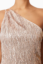 Rosita Asymmetrical Mini Dress - Rose Gold (Final Sale) Rosita Asymmetrical Mini Dress - Rose Gold (Final Sale)